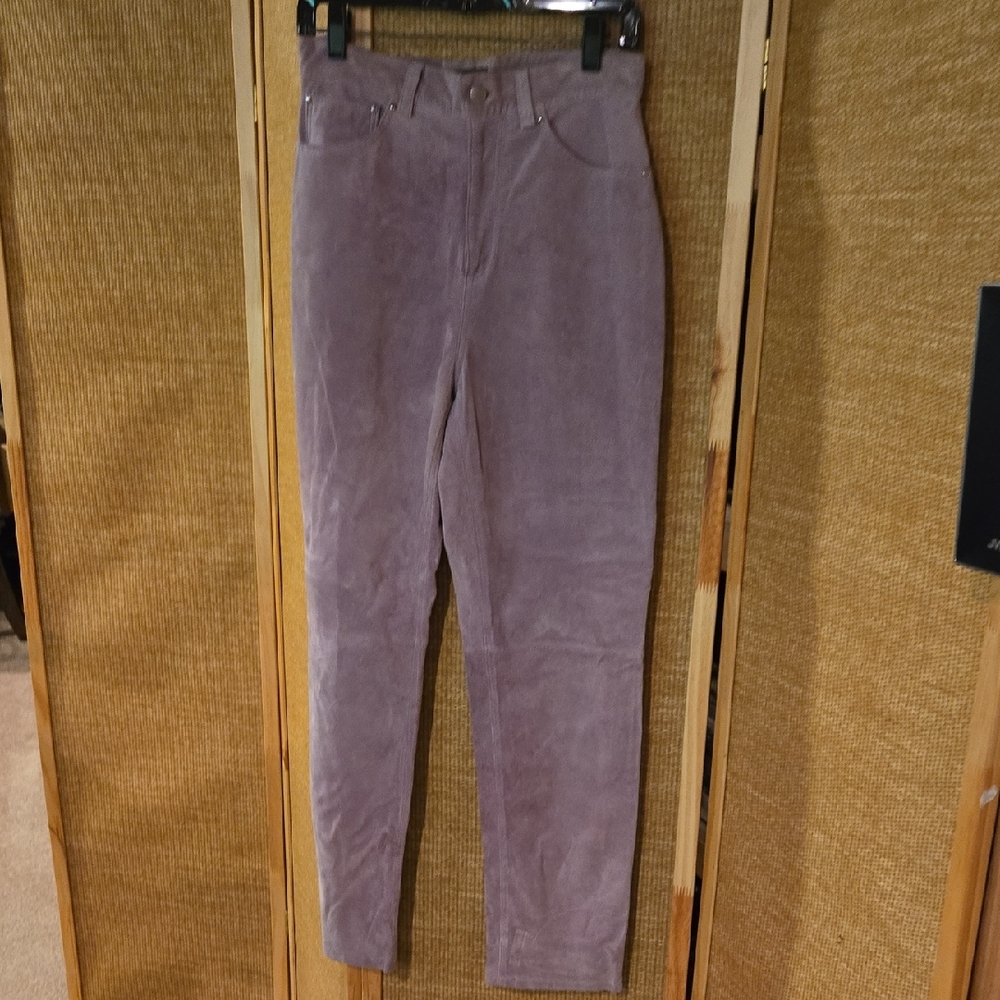 Suede Leather Jeans - Lavender